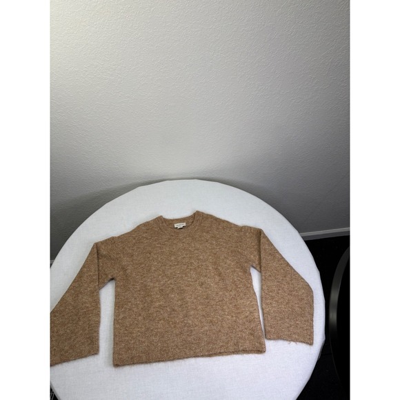 Calvin Klein Womens Medium Camel Brown Fuzzy Knit Sweater Wide Sleeve NWOT - Picture 4 of 9